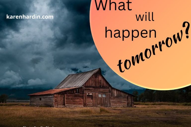 Storm clouds looming over farm house